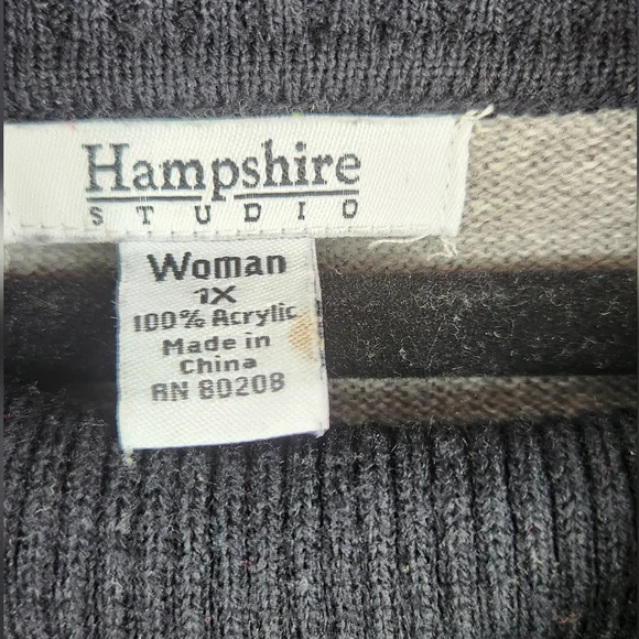 Hampshire Studio, 0322, Women's Black and gray sweater with wide sleeves, 1X - Picture 3 of 7
